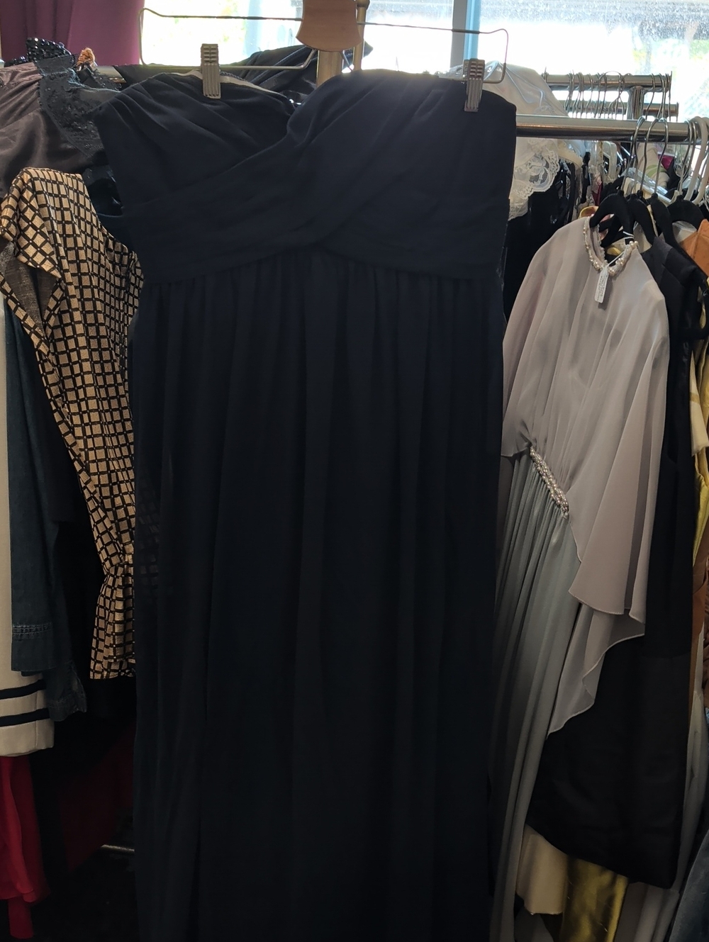 Bill Levkoff Strapless Navy Gown